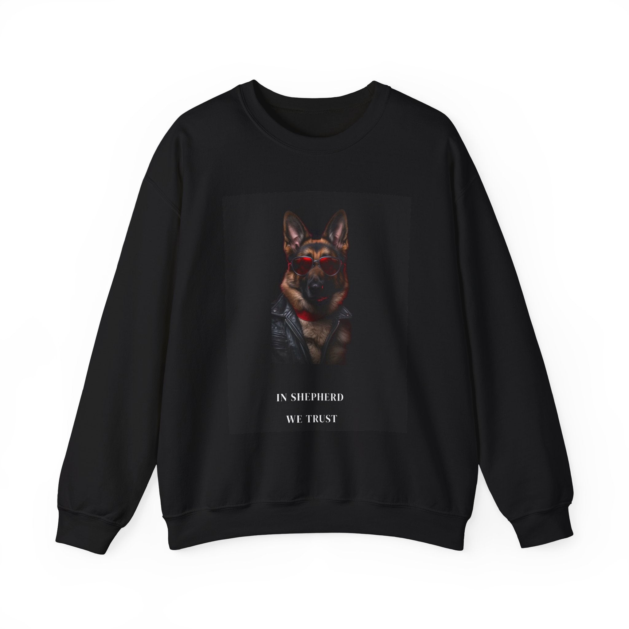 Shepherd Portrait Crewneck Sweatshirt — "In Shepherd We Trust" Animal Dog Customized