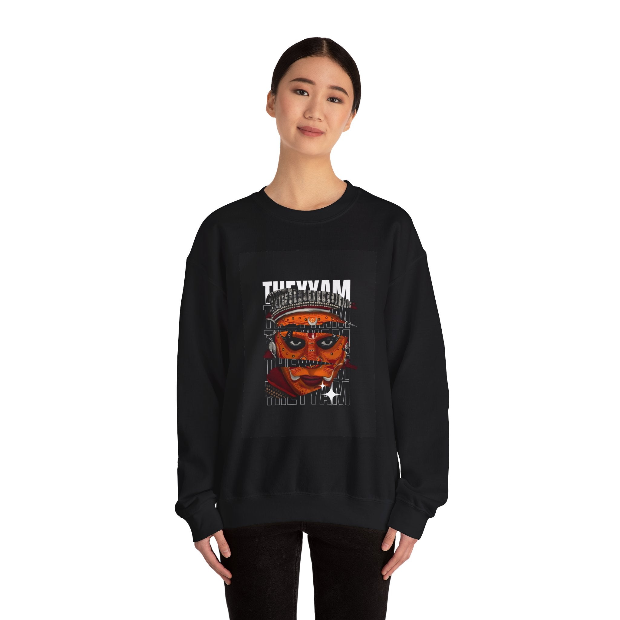 Theyyam Mask Graphic Sweatshirt — Traditional Kerala Ritual Customized Art