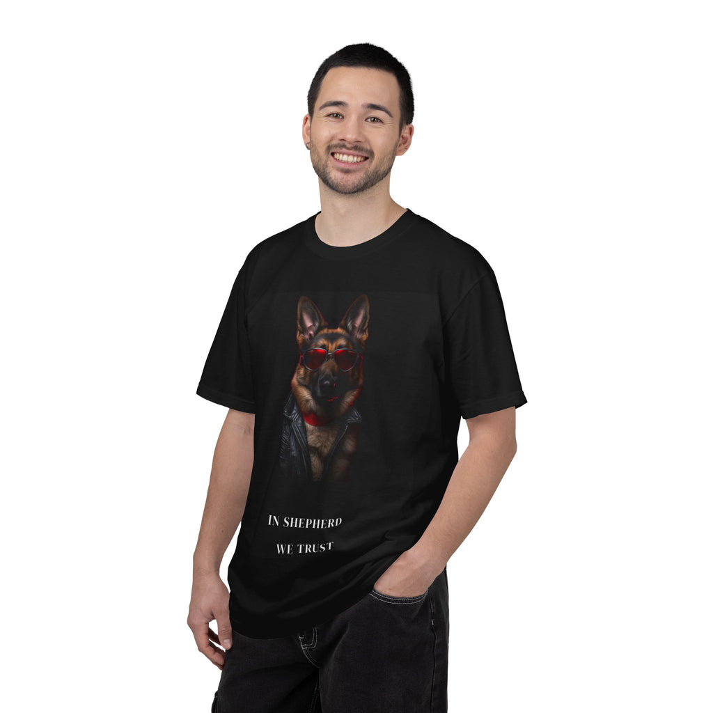 German Shepherd Portrait T‑Shirt — “In Shepherd We Trust”