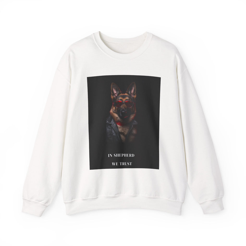 Shepherd Portrait Crewneck Sweatshirt — "In Shepherd We Trust" Animal Dog Customized