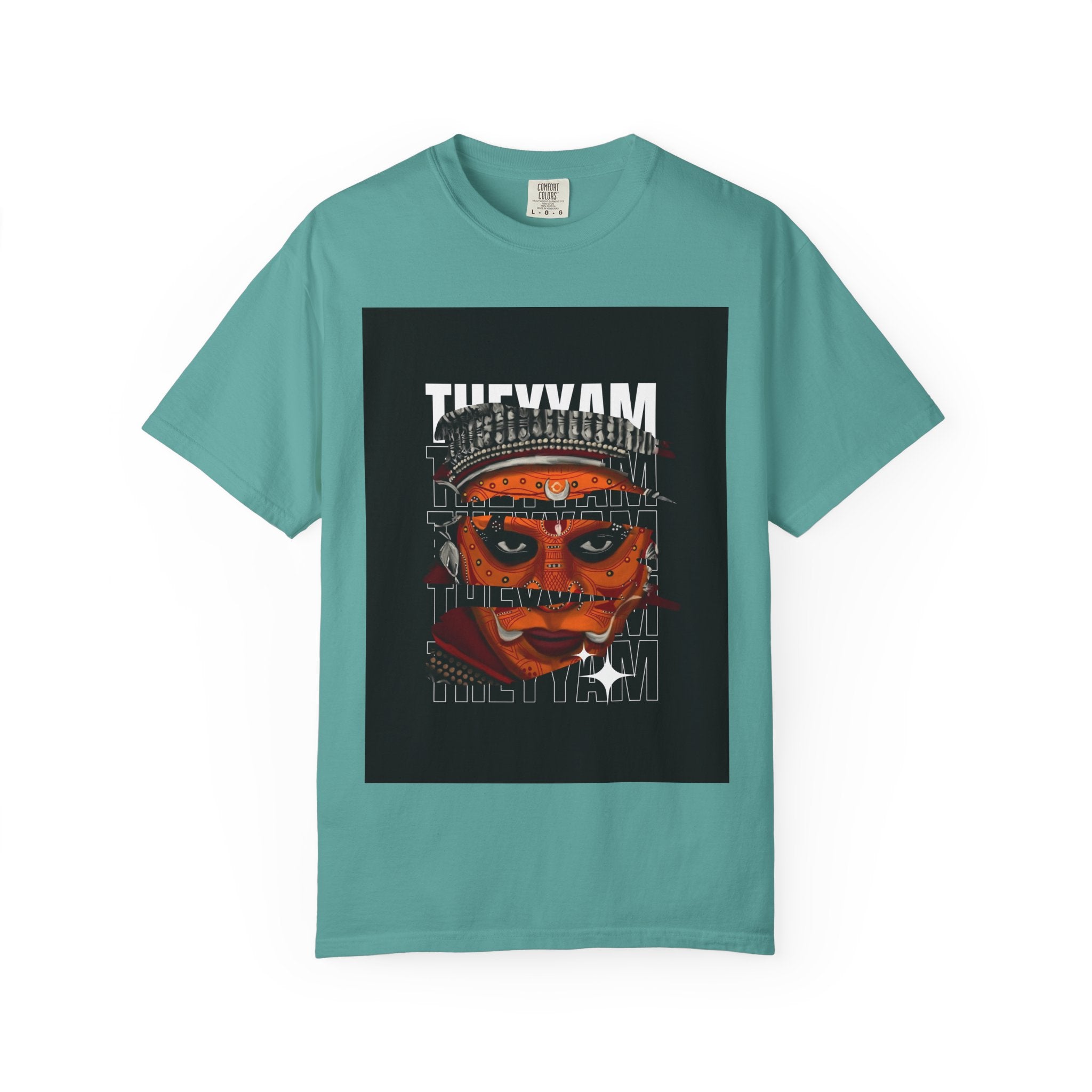 Theyyam Face Graphic T-Shirt — Indian Ritual Mask Art Customized Tee