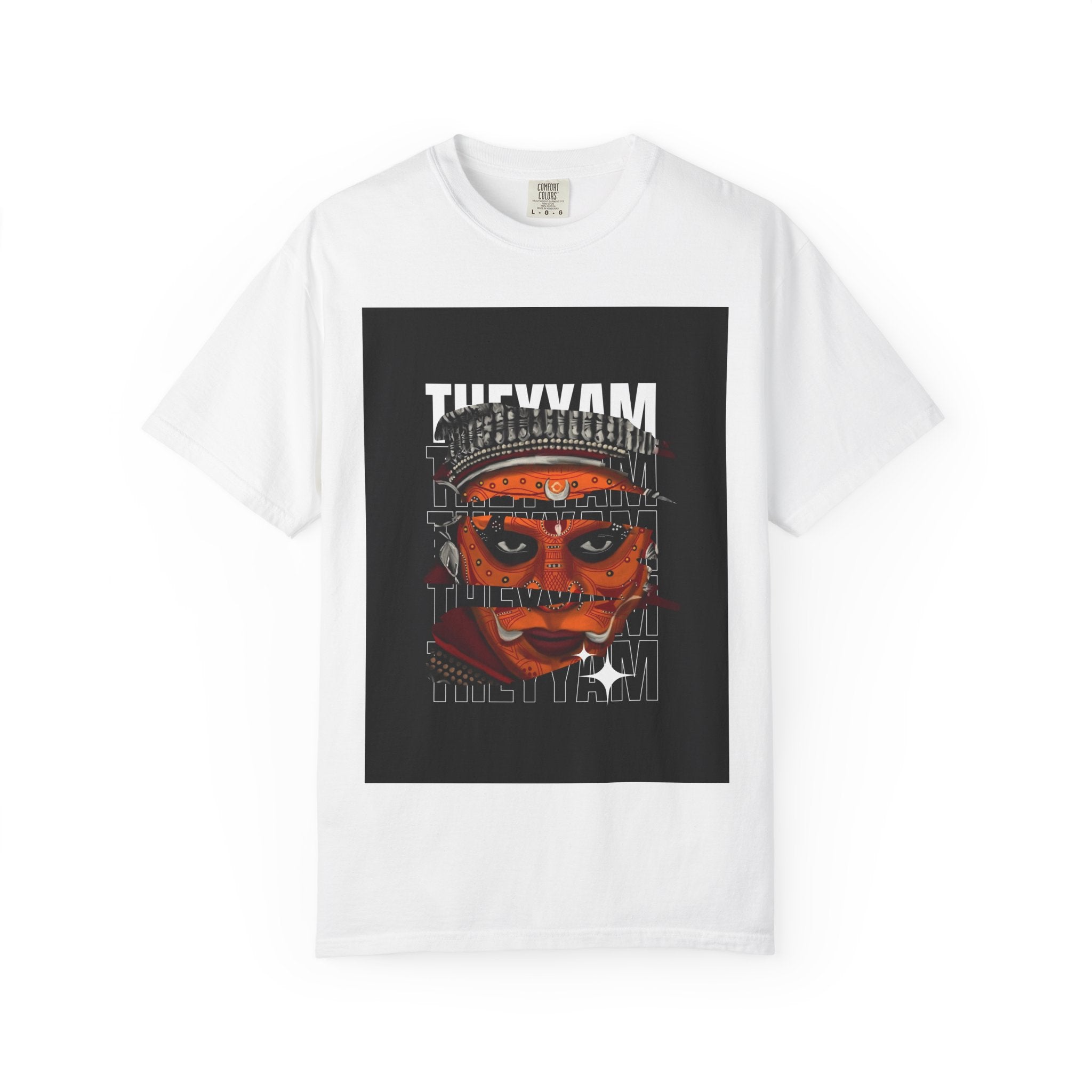 Theyyam Face Graphic T-Shirt — Indian Ritual Mask Art Customized Tee