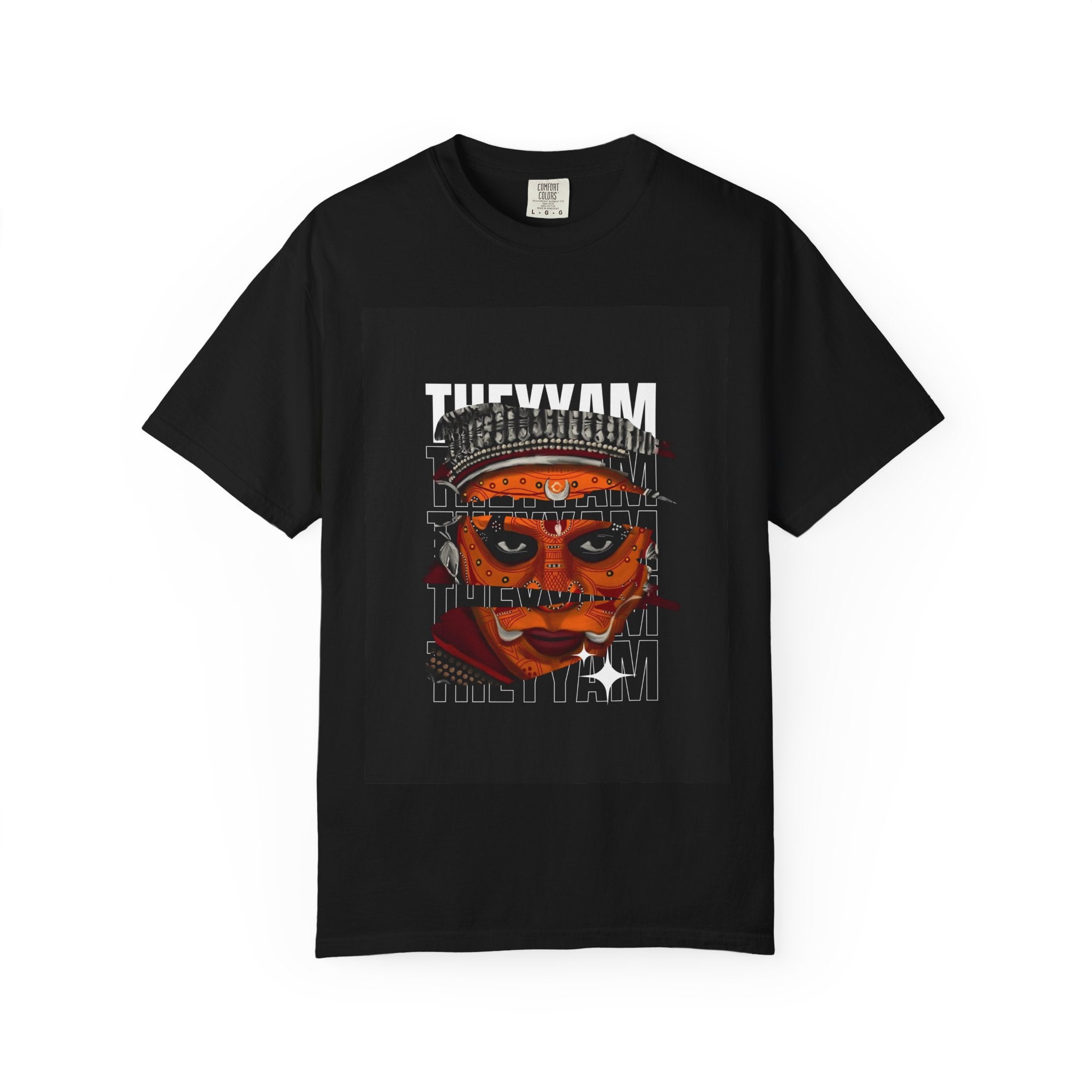 Theyyam Face Graphic T-Shirt — Indian Ritual Mask Art Customized Tee